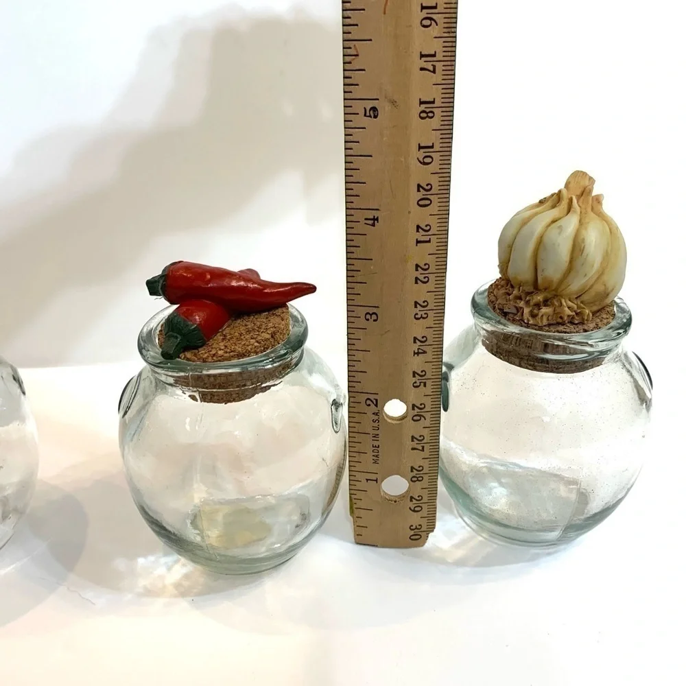 Glass Spice Jars Cork Lids Ceramic Food Knobs Barrel Jars Apothecary Set of 4